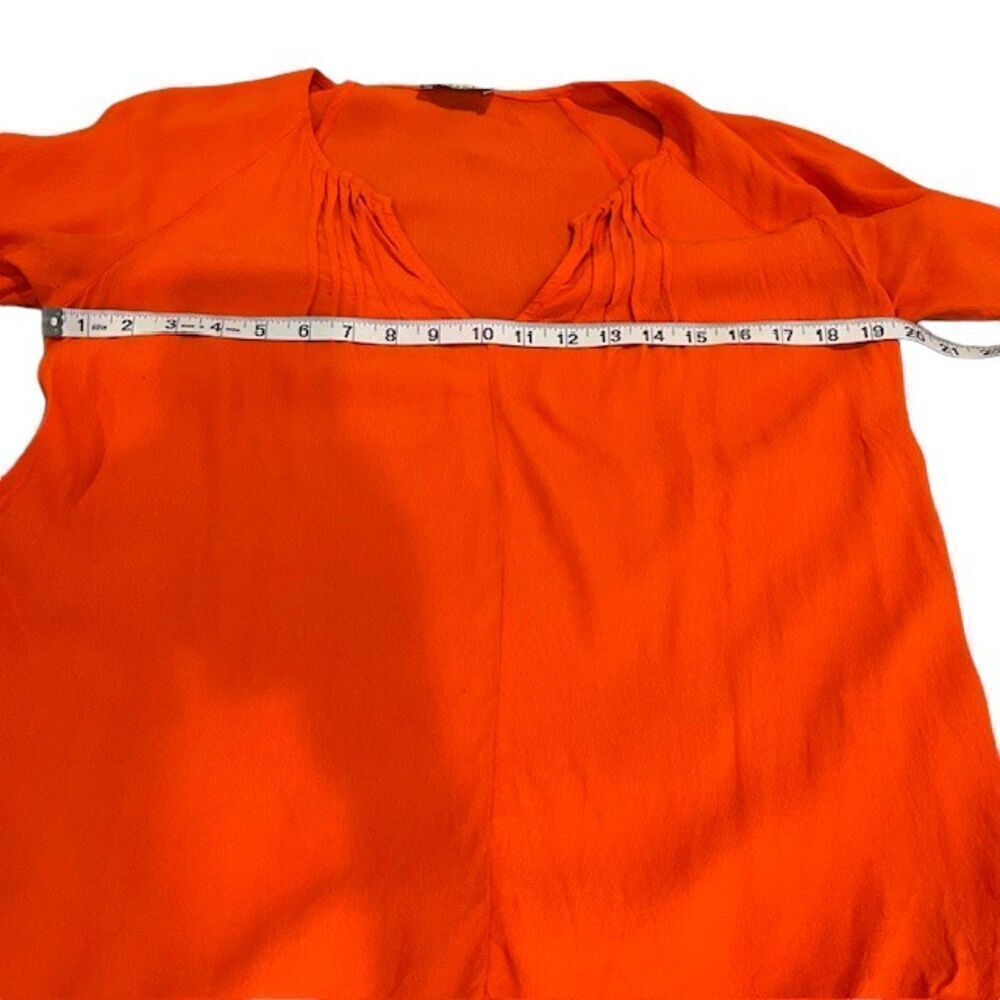 Article Crepe Blouse Split Neck Pintuck Detail Breezy Orange Size Small - Picture 6 of 8